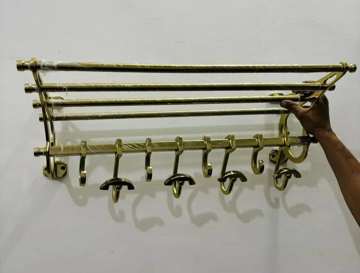 Rack Vintage Luxury French Coatrack Luggage Train Wall Mounted Brass Plating gallery