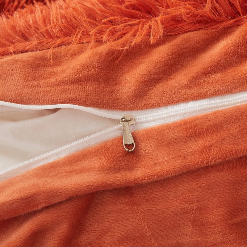 Fluffy Orange Comforter Cover Set Queen - Ultra Soft Plush Burnt Orange Beddi... gallery