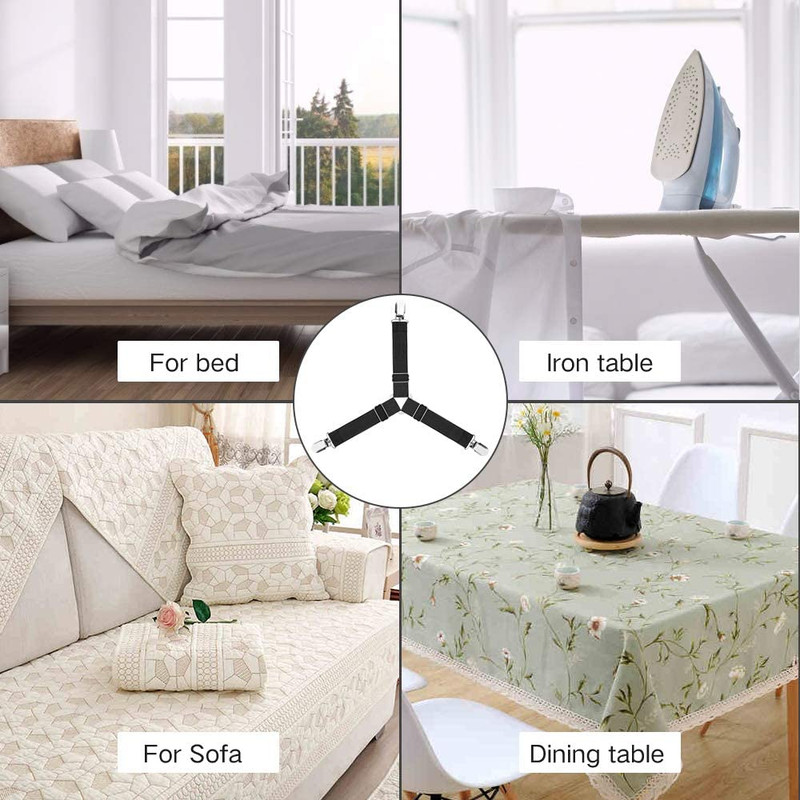 4 Pcs Adjustable Triangle Fitted Straps Fasteners Holders Garters for Bed Sheets gallery