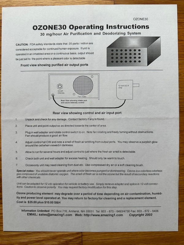 Ozone 30 Generator - Information Unlimited - Bob Iannini Device gallery
