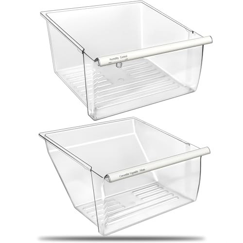 2 Pack Fridge Crisper Drawer Replacement - Humidity Control Upper & Lower Bin gallery