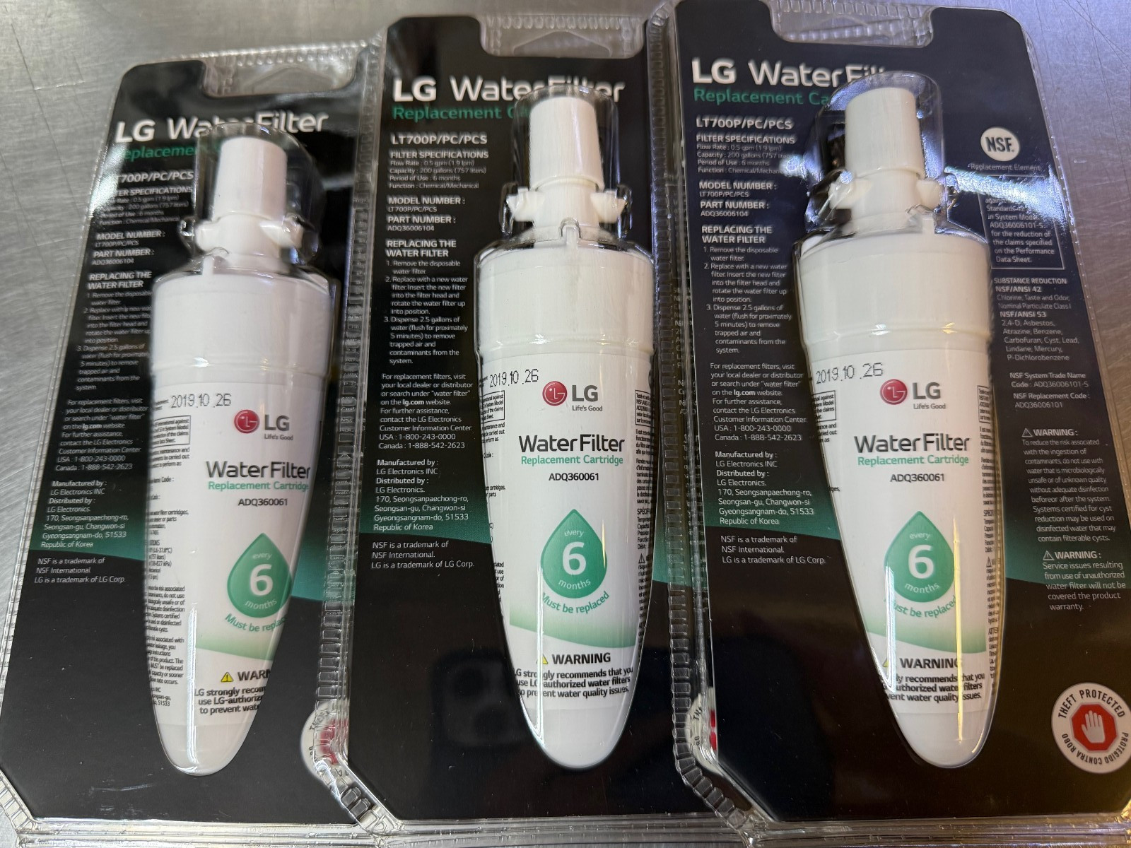 3ct Genuine LG LT700P/PC/PCS Refrigerator Replacement Water Filter ADQ360061 gallery