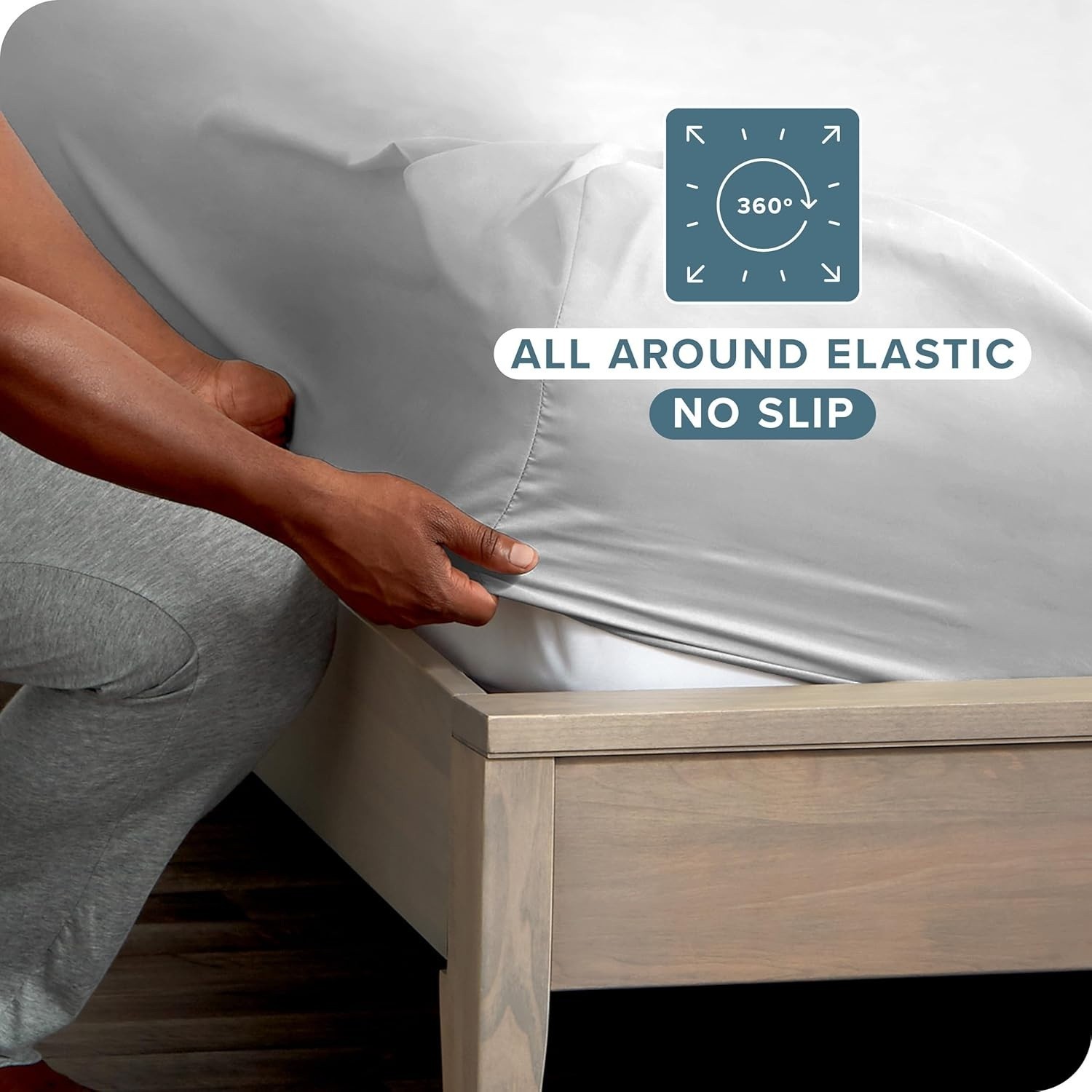 Bare Home Queen Fitted Sheet 2 Pack Set Cloud Light Gray Microfiber Up to 15" gallery