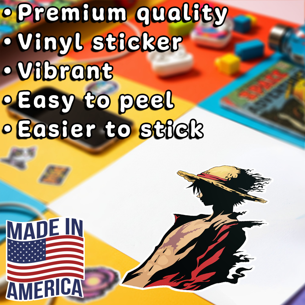 Luffy One Piece Sticker - Decorative vinyl 5" x 5" with glossy finish gallery