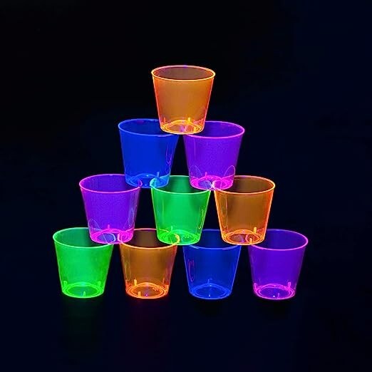 Party Essentials Hard Plastic 1-Ounce Shot Glasses, 50-Count, Assorted Neon gallery