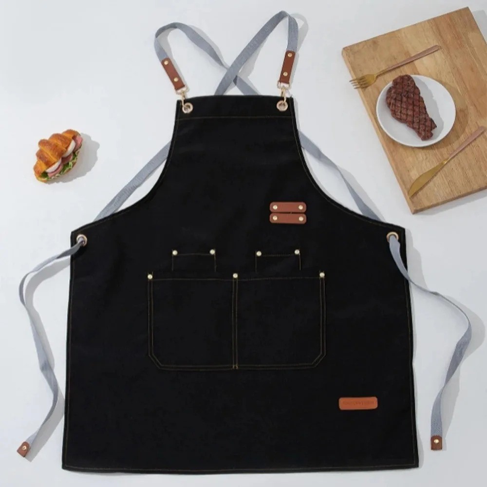 HEAVY DUTY Canvas Kitchen Chef Cooking Apron Cross-Back Adjustable Bib Work BBQ gallery