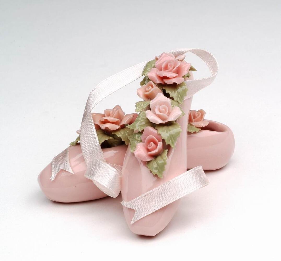 Ceramic Ballerina Pointe Shoes with Rose Flowers Figurine, Home Décor, Gift for gallery