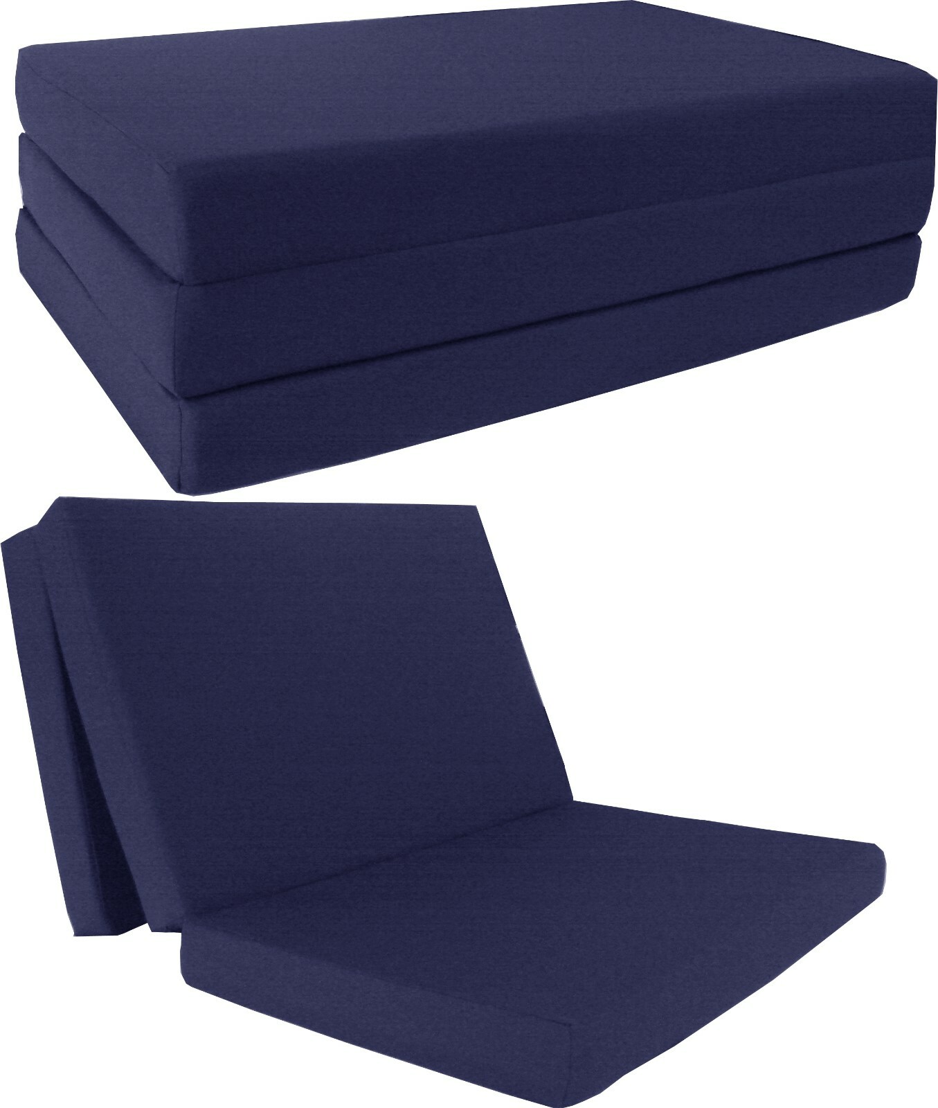 Full Trifold Foam Beds, Foldable Mattresses, Cushions, Seats 4x54x75, Navy Blue gallery