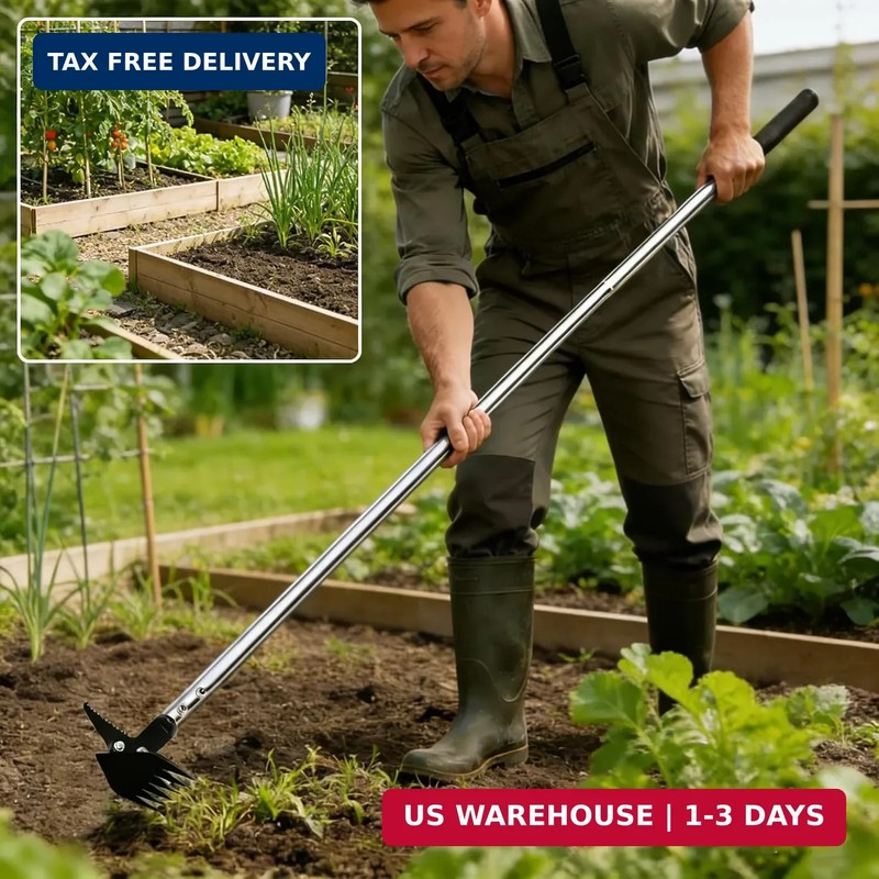 Weed Puller 61" Adjustable Long Handle, 2-in-1 Weed Rake & Crack Weeder with Det gallery