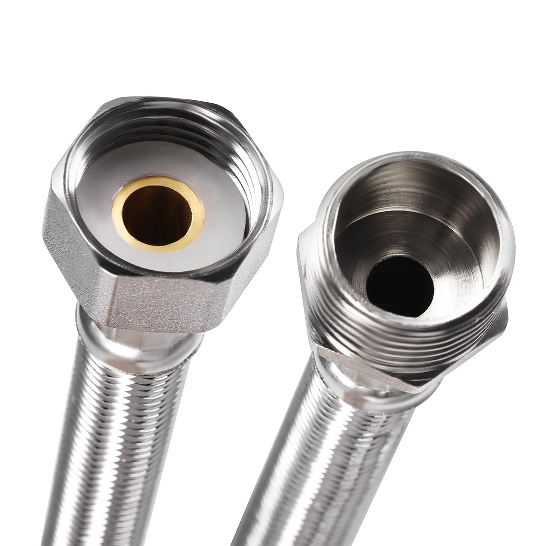 Faucet Supply Line Connector G1/2 Female x G1/2 Male 12" Long 304 Hose 2Pcs gallery