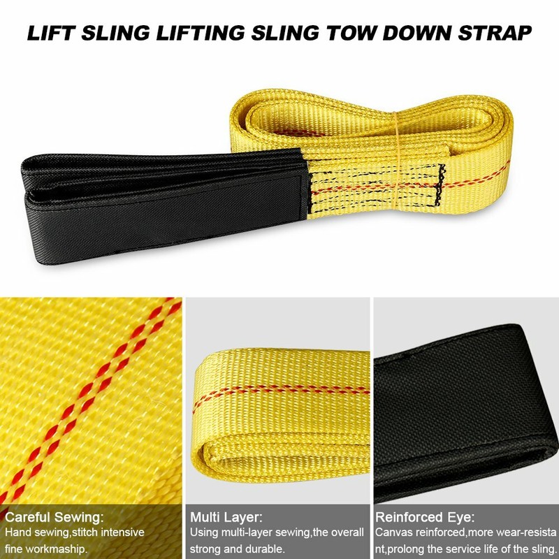 2" x 6FT Webbing Lifting Flat Sling Hoist Crane Cargo Strap Flat Web 1-3Ton Pair gallery