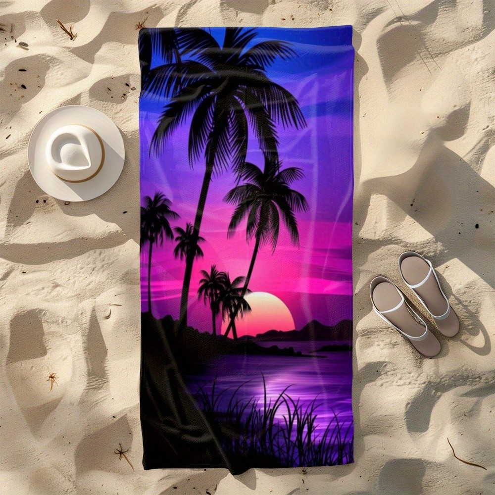 Beach Towel Tropical Sunset Palm Tree Summer Vacation Pool Towel Soft Microfiber gallery