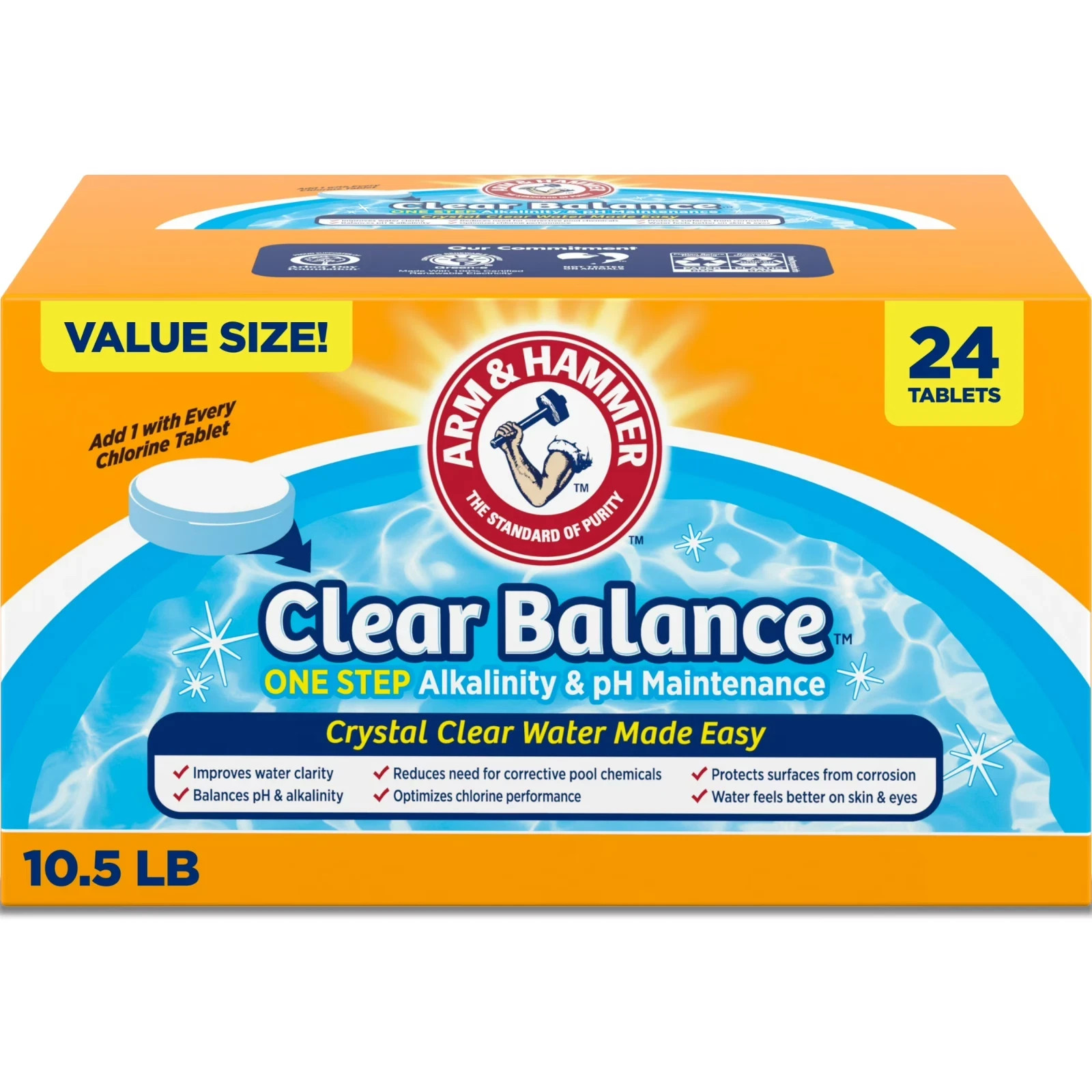 ARM & HAMMER Clear Balance Swimming Pool Maintenance Tablets, 24 Count gallery