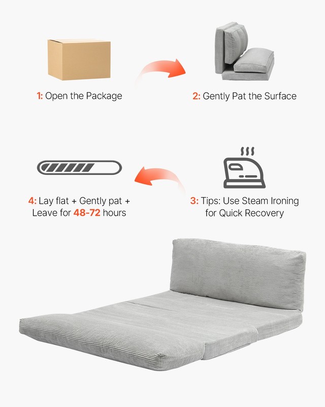 Folding Sofa Bed Foldable Couch Bed with Washable Cover Dark Grey (Full) gallery