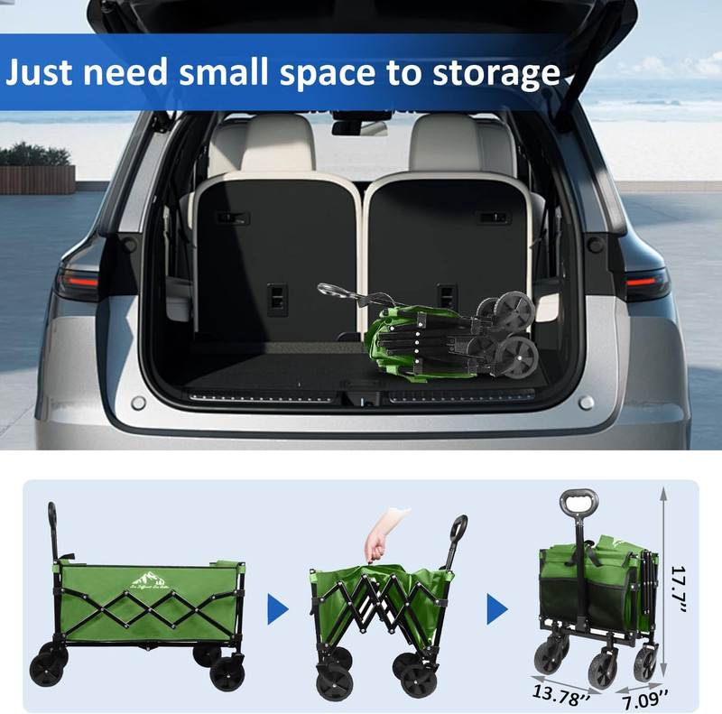 Collapsible Wagon Folding Utility Cart, Beach Wagon 352LBS Heavy-Duty with Adjus gallery