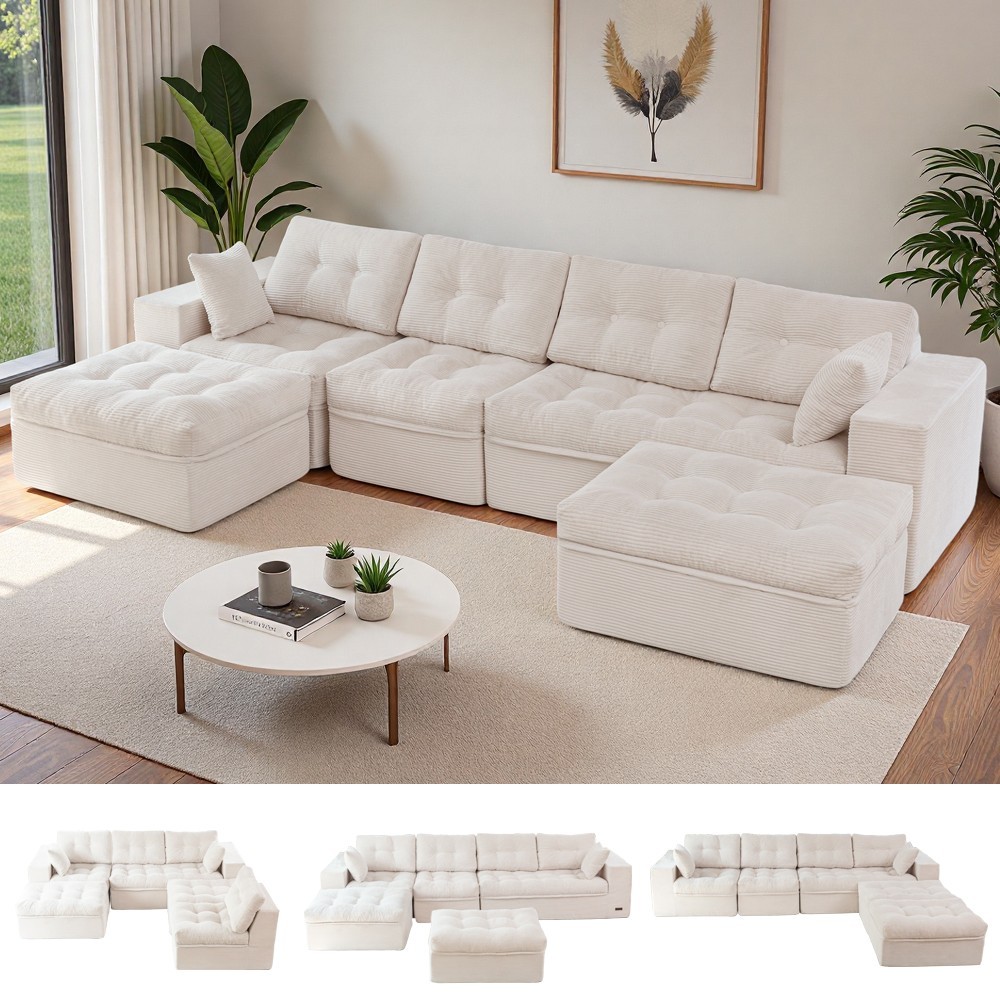 MAXYOYO Sectional Cloud Modular Couch ,L/U Shape Sofa with Convertible Ottoman