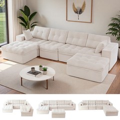 MAXYOYO Sectional Cloud Modular Couch ,L/U Shape Sofa with Convertible Ottoman
