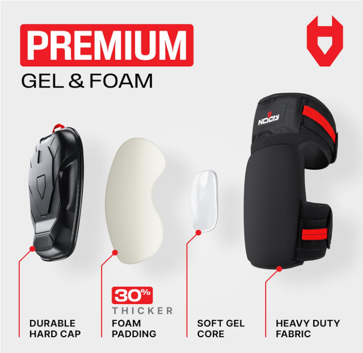Work Knee Pads w/ Ankle Support, Gel Cushion, Anti-Slip Cap & Reinforced Straps gallery