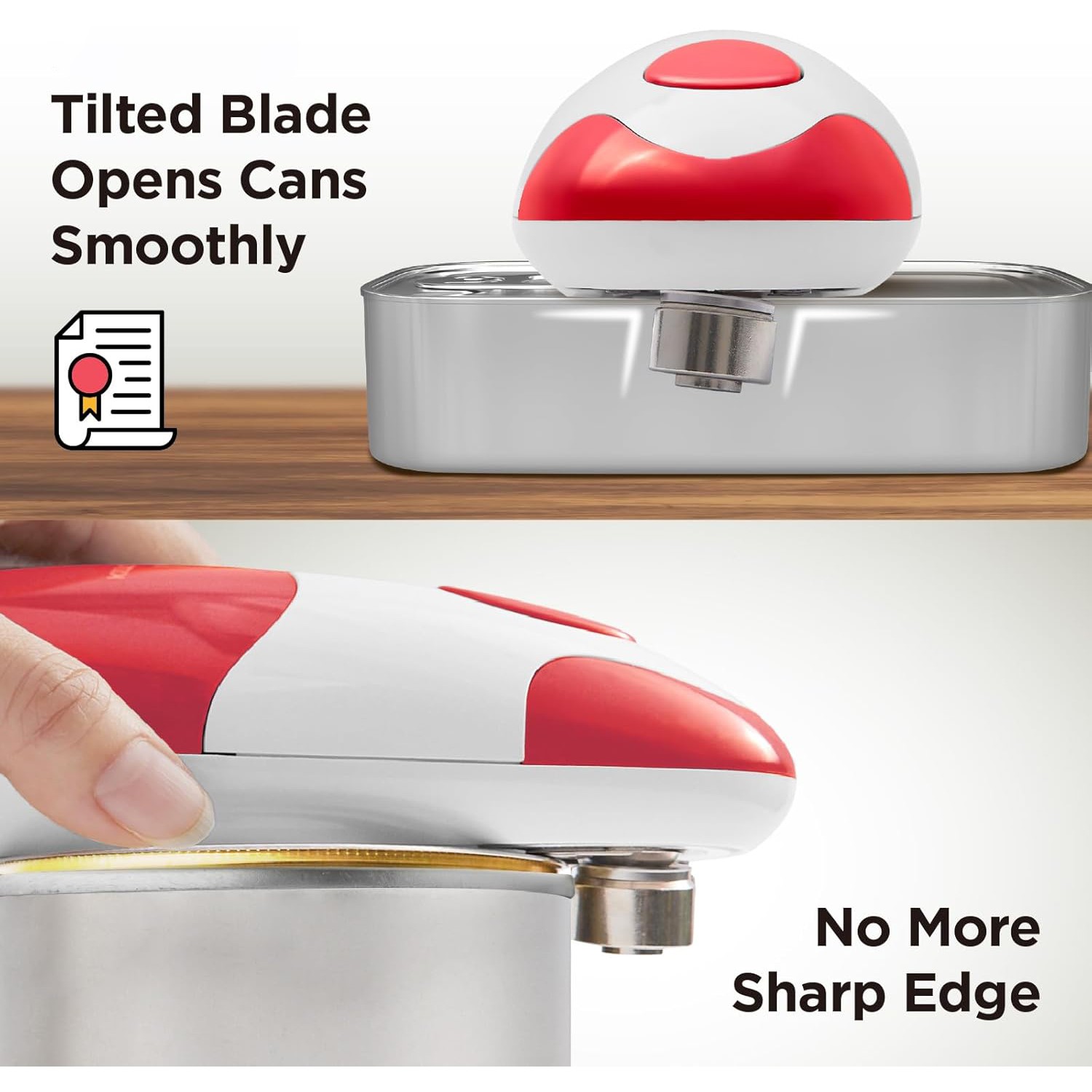 Kitchen Auto Electric Can Opener Red Smooth Edge Hands-Free Automatic gallery