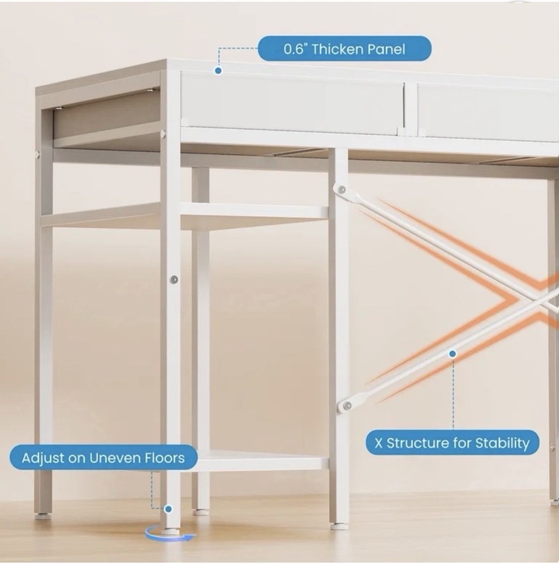 CONCETTA 55” Computer Desk w/ 6 Drawers & Shelves Modern Home Office White gallery