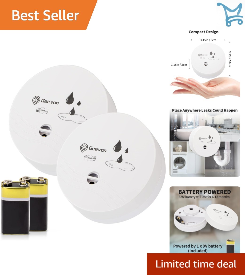 2 Pack Water Leak Detectors 100dB Flood Alarm Waterproof Sensors for Home gallery