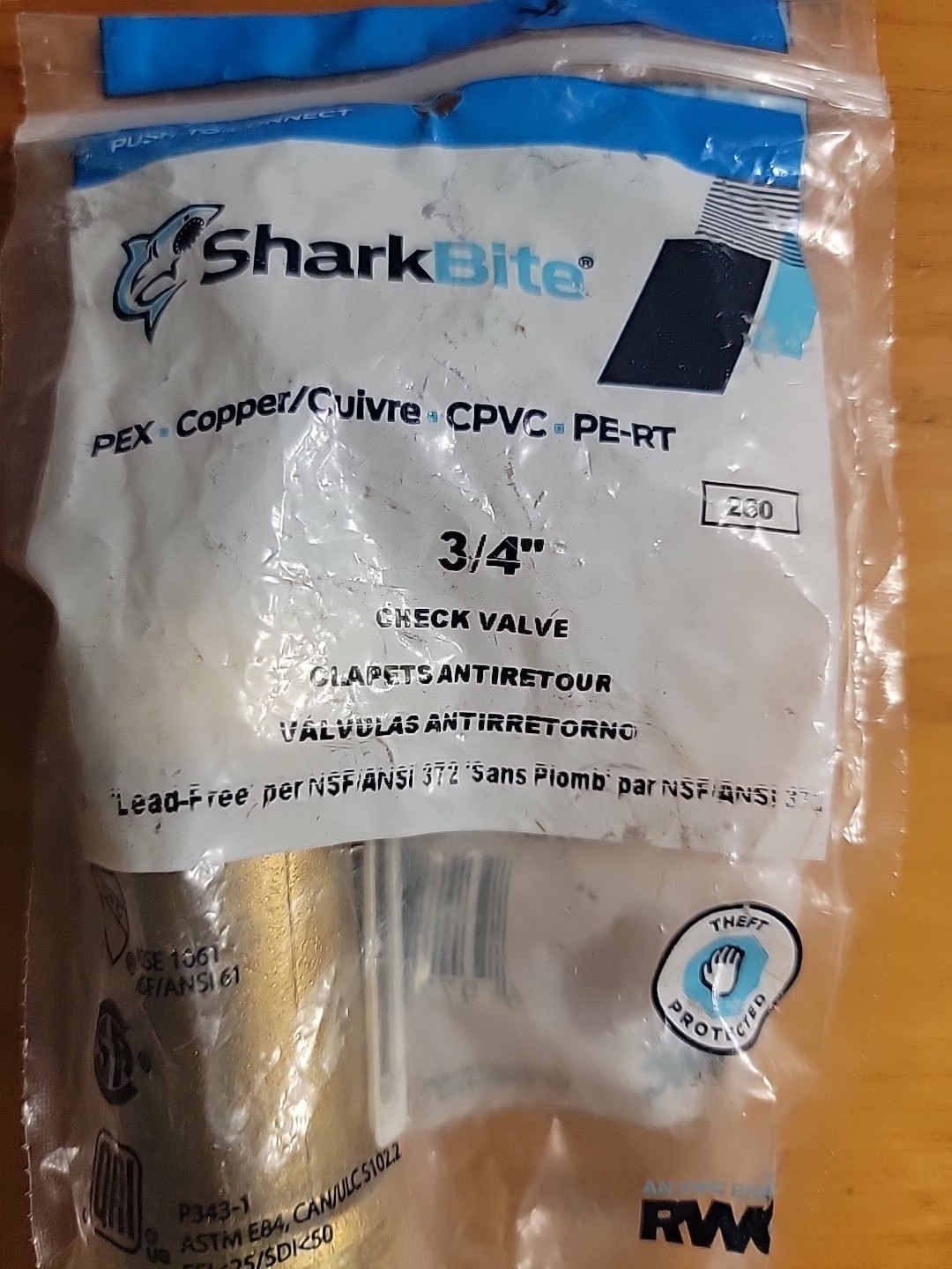 SharkBite 3/4 in. Push-to-Connect Check Valve, U2016-0000LF. Original Brass NOS gallery