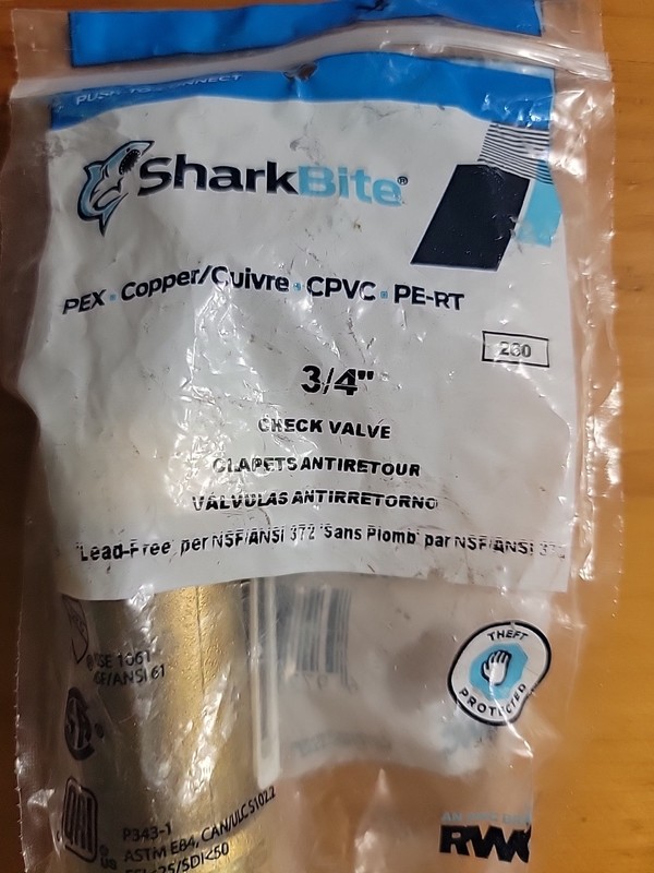 SharkBite 3/4 in. Push-to-Connect Check Valve, U2016-0000LF. Original Brass NOS gallery