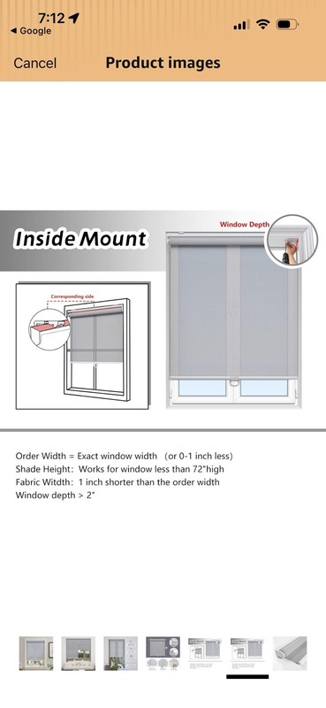 Cordless Roller Shades Light Filtering with 5% Openness 30" W x 72" H (Grey) gallery