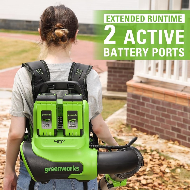 Greenworks 40V 710CFM Backpack Leaf Blower (Dual Battery Port) w/ 2x 8Ah Battery gallery