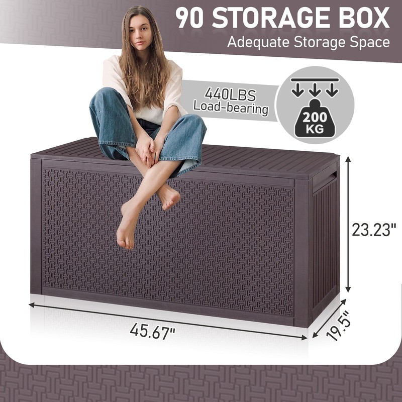 90 Gallon Plastic Deck Storage Container Box In/Outdoor Patio Garden Furniture gallery