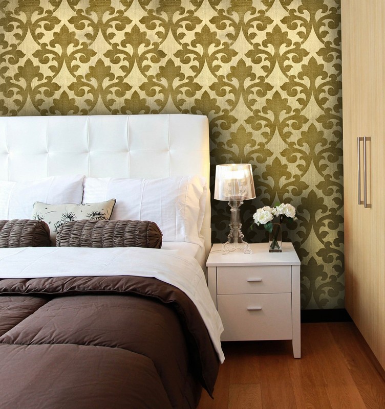 Flocking Embossed Wallpaper roll Gold Metallic flocked Textured Velour damask 3D gallery