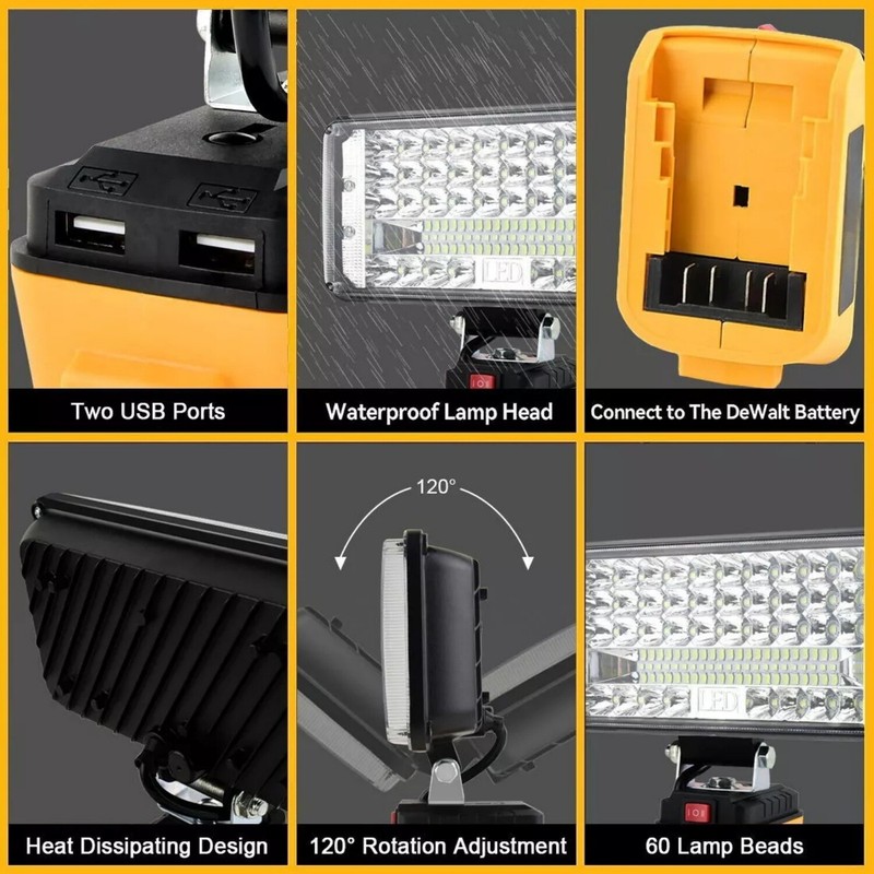LED Work Light Suitable For DeWalt 20V 60V MAX XR DCB205 Li-Ion Battery 2700LM gallery