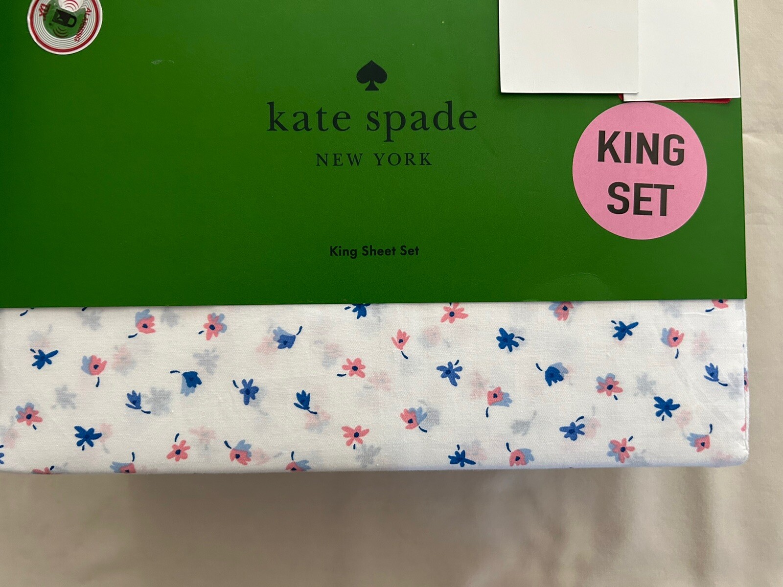 NEW 4pc Kate Spade King Sheet Set Cottage Petite Flowers Pink and Blues gallery