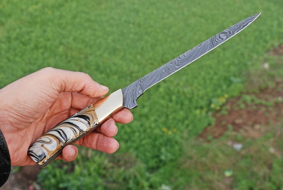 Custom HandMade Forged Damascus Steel Fillet Knife Fillet Chef Knife 1614 gallery