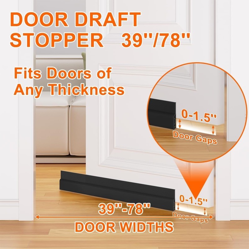 Adjustable Door Draft Stopper - 39'' Silicone Seal Blocker for Cold Insulation gallery