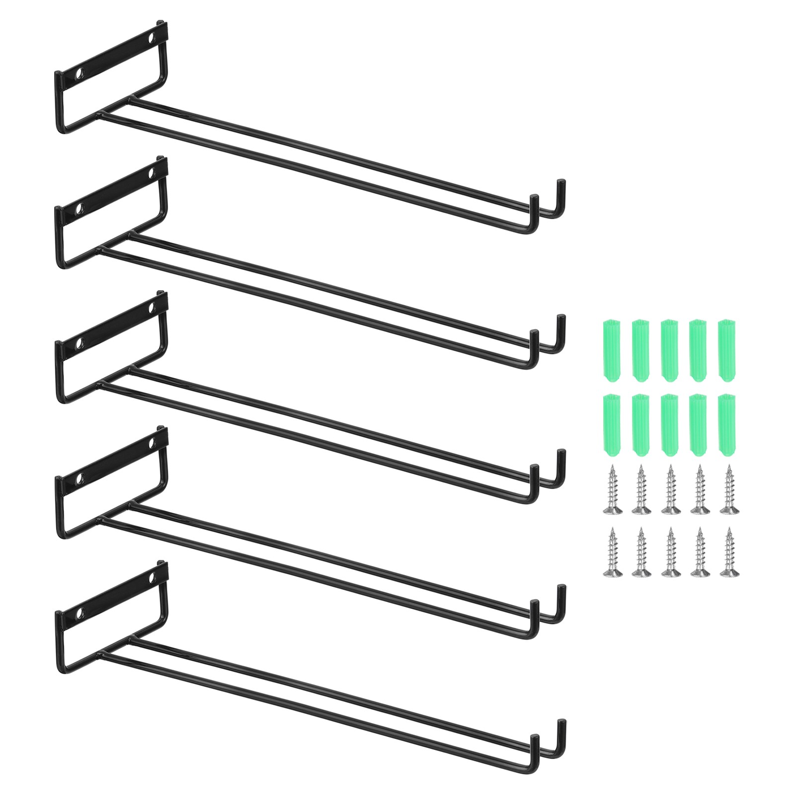 11.81 Inch Iron Wine Glasses Rack for Cabinet Kitchen, Black, 5Pcs gallery