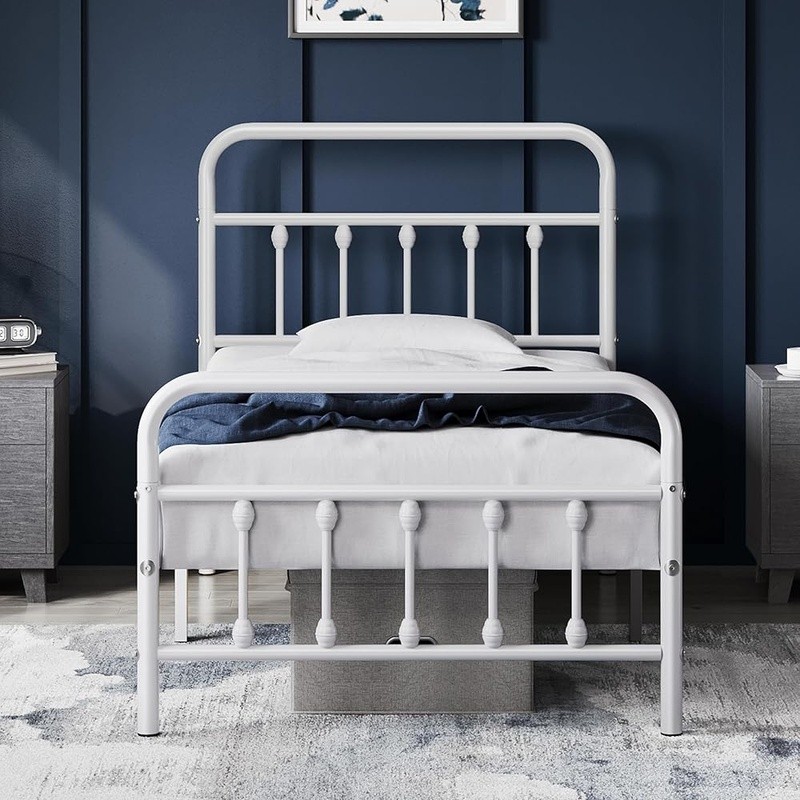 Sturdy Metal Bed Frame High Headboard Squeak Resistant No Box Spring Needed New gallery