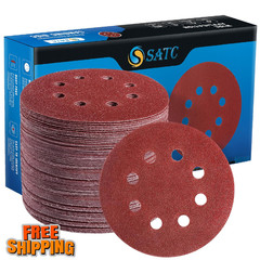 72PCS 5in Hook Loop sanding discs 8 hole orbital sander sandpaper 7 Grits