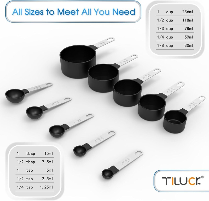 Measuring Cups & Spoons Set, Stackable Cups and Spoons, Nesting Measure Cups wit gallery