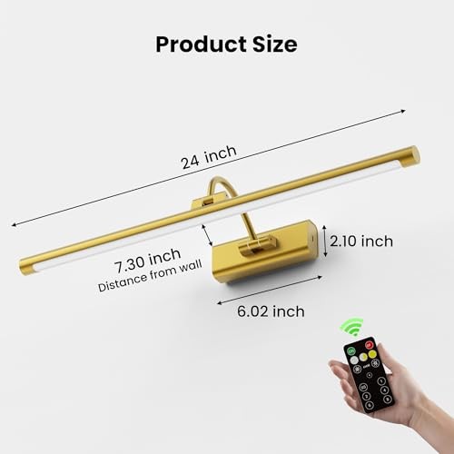2 Pack 24" Gallery Picture Lights - 8000mAh Rechargeable 24IN 2Pack Brass gallery