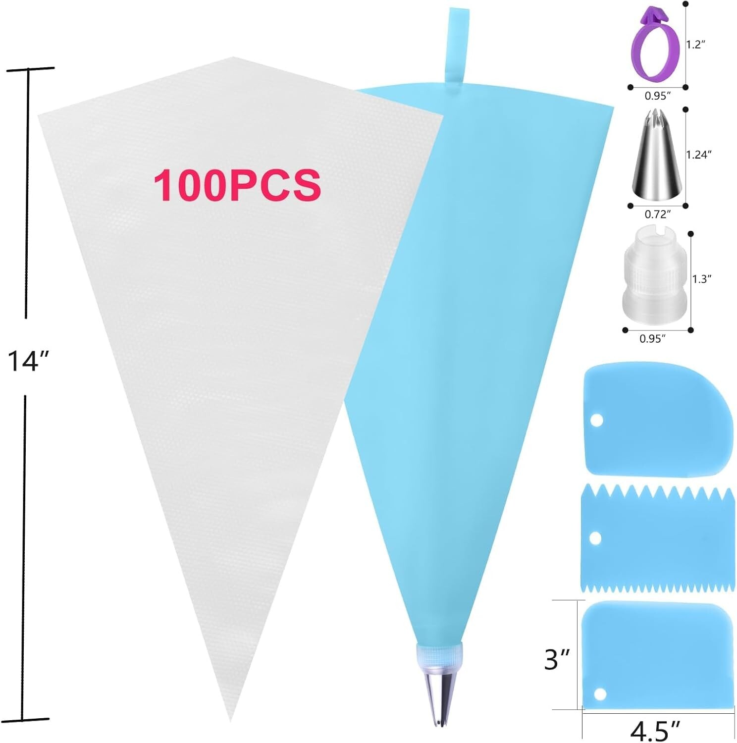 Piping Bags and Tips Set, 100Pcs 12 Inch Pastry Bags, Icing Bags Disposable f... gallery