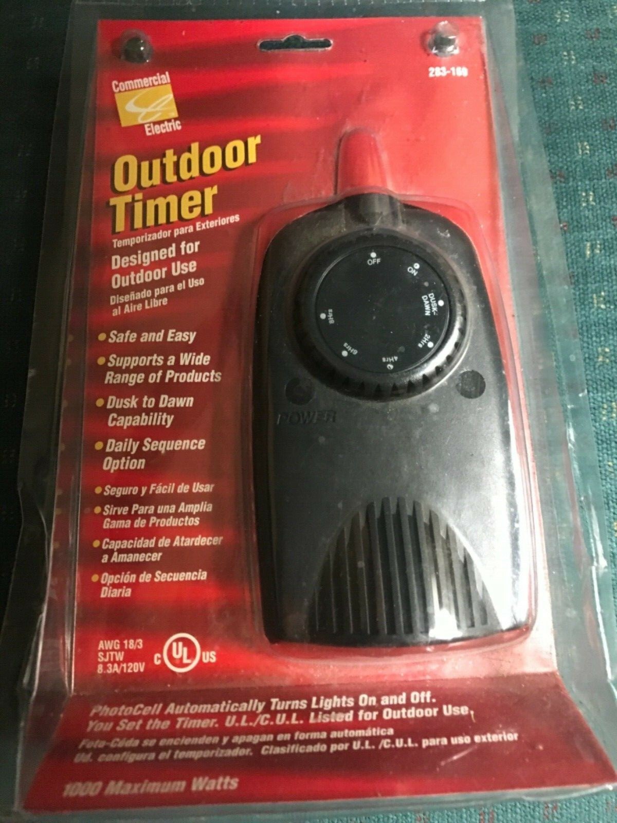 Commercial Electric Outdoor Timer, dusk to dawn or on 2, 4, 6 or 8 hours, new gallery