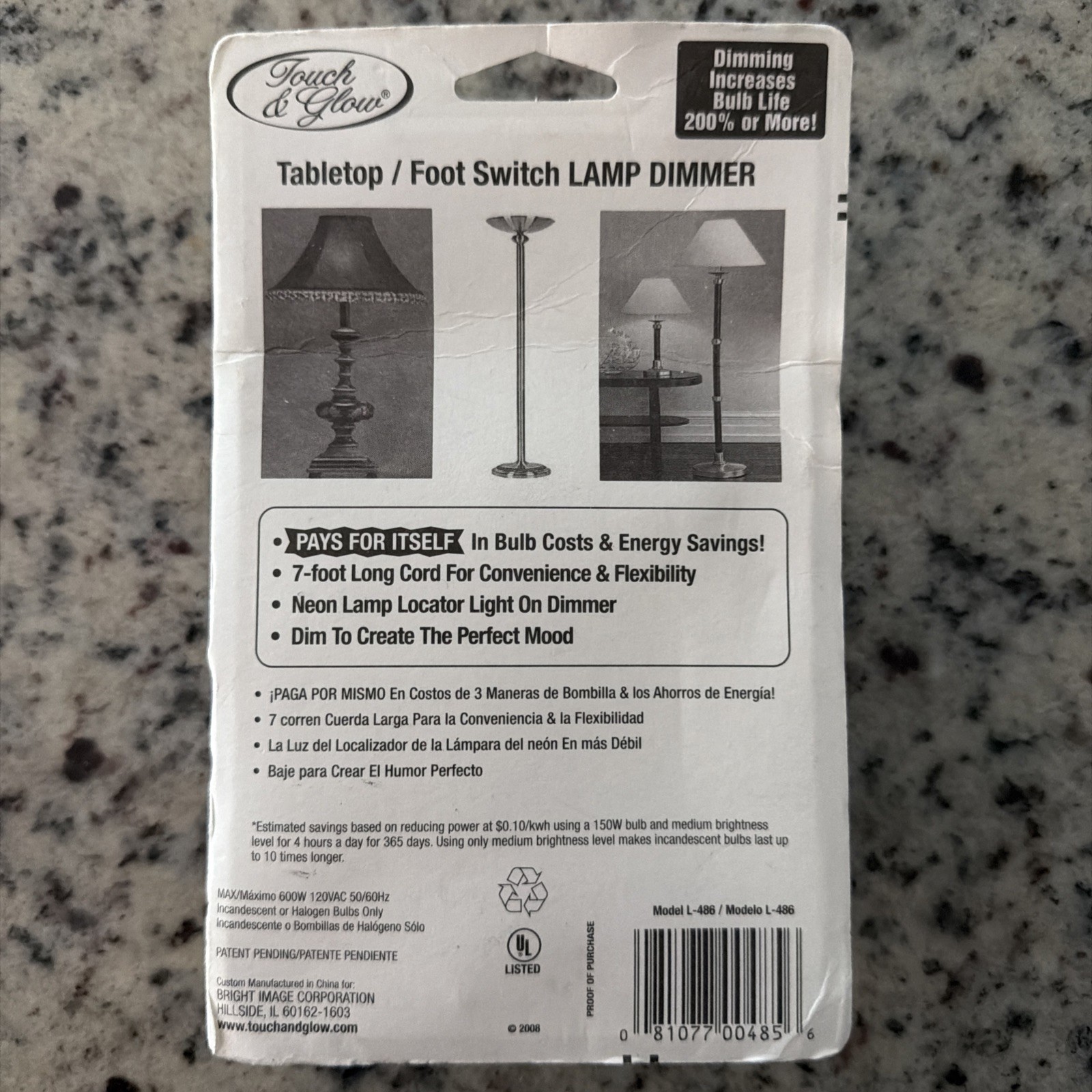 Vintage Tabletop Foot Dimmer Switch Lamp Light Control NOS Sealed Black gallery