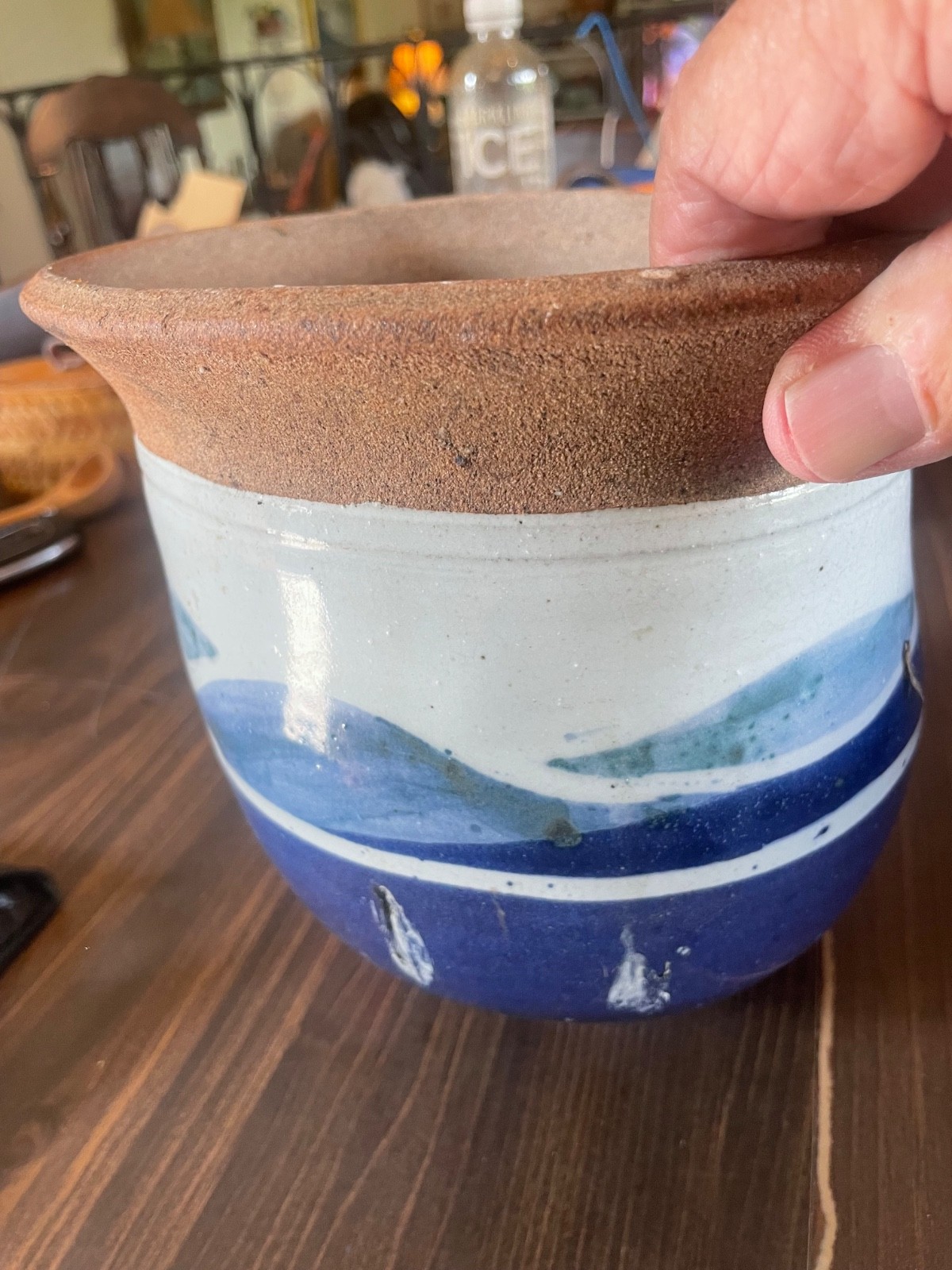 Terra Cotta PAINTED Hanging Planter/ POT - 9 X8 INCHES - ROUND BOTTOM-UTOPIA gallery