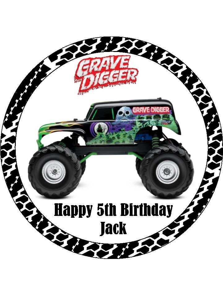 Monster Trucks Grave Diggers Edible Cake Topper Icing Cake Decorations (3 Sizes) gallery