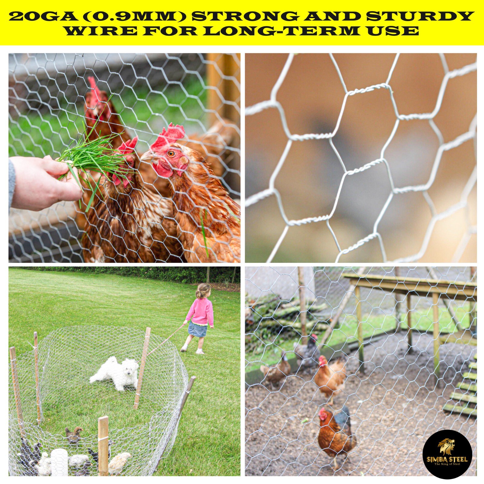 Galvanized Poultry Net - Fencing Chicken Wire 2" Hole - Many Sizes Poultry Mesh gallery