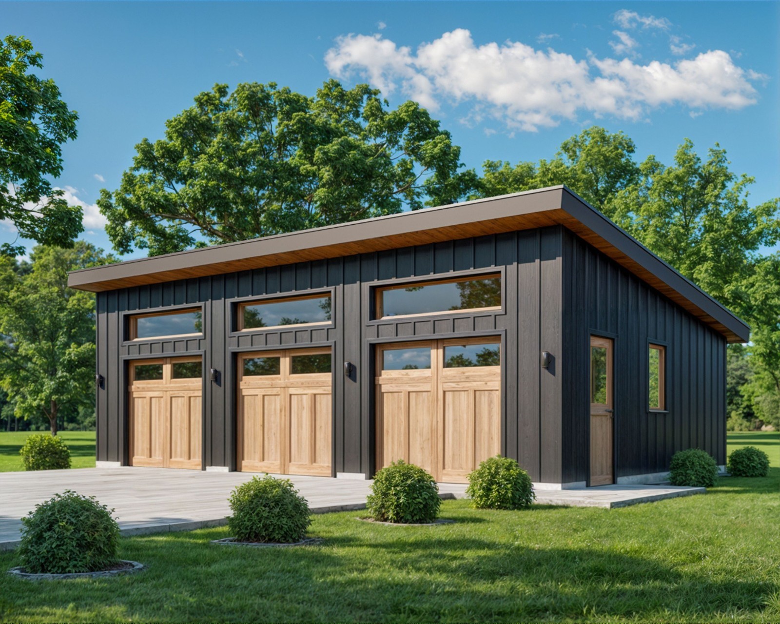 Three Car Garage Plan 24'x40', Detached Shed Roof Garage, 960 Sq Ft, 9 Ft Walls gallery