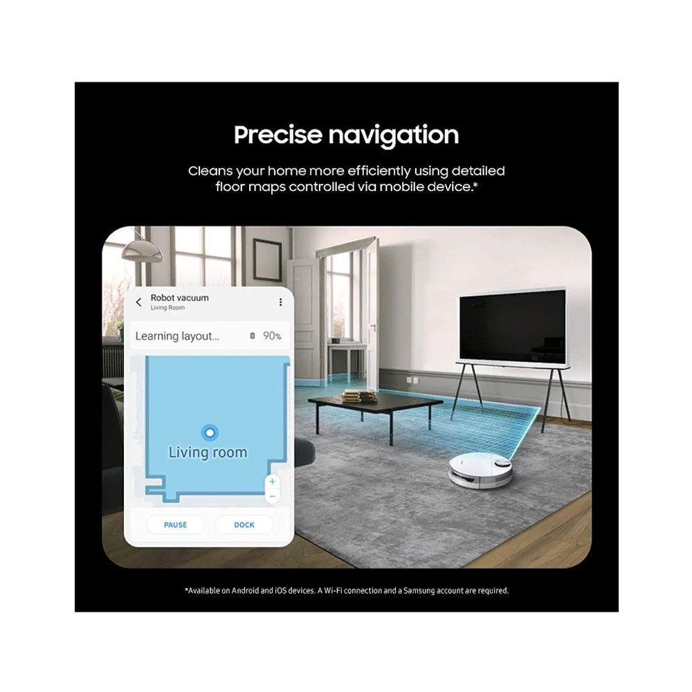 Samsung Jet Bot+ White Auto Charging Robotic Vacuum HEPA Filter and Automatic Di gallery