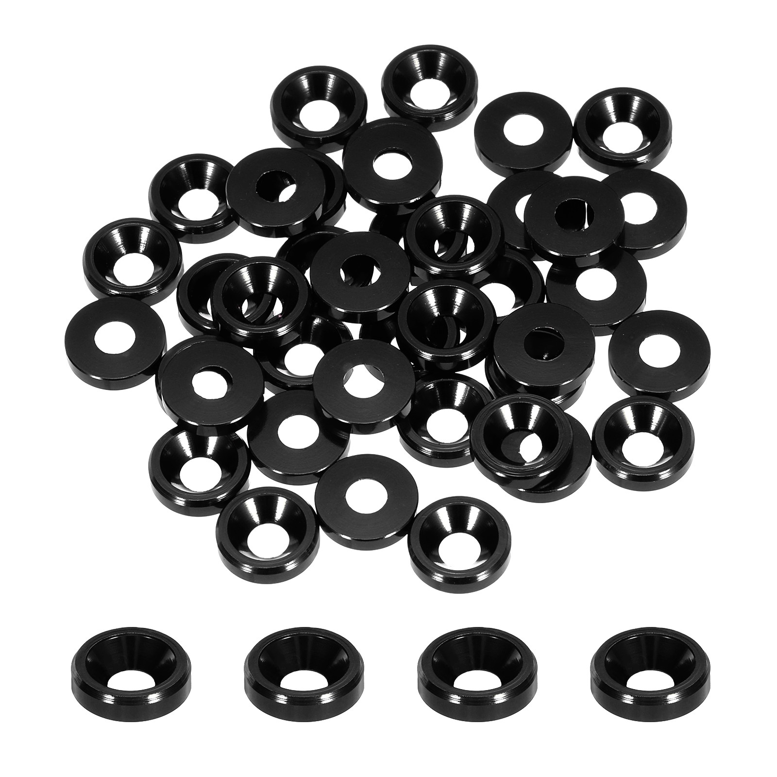 M3 Cone Cup Countersunk Washers,Hole Dia 3.1mm/0.12 Aluminum 40PCS(Black) gallery