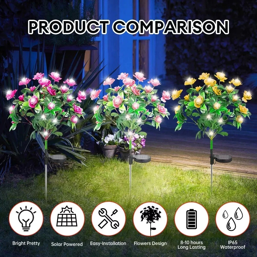 Solar Power Flower Lights 42LED Outdoor Garden Landscape Yard Stake Lamp Decor gallery